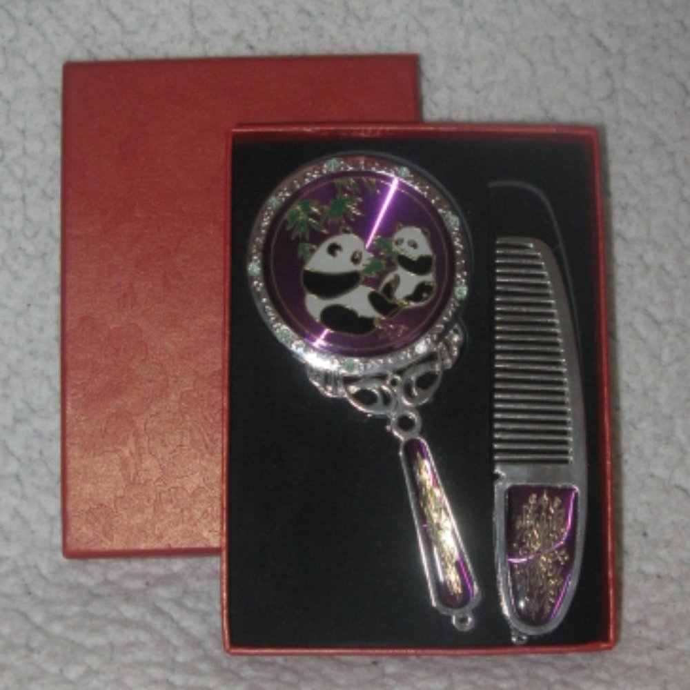 Panda Hand Mirror and Comb